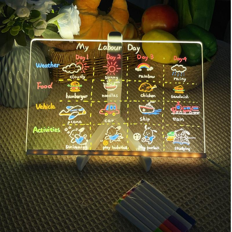 🎁Creative LED Light-Up Rewritable Acrylic Message & Drawing Board (13.8 x 10.3 inches) 🎨