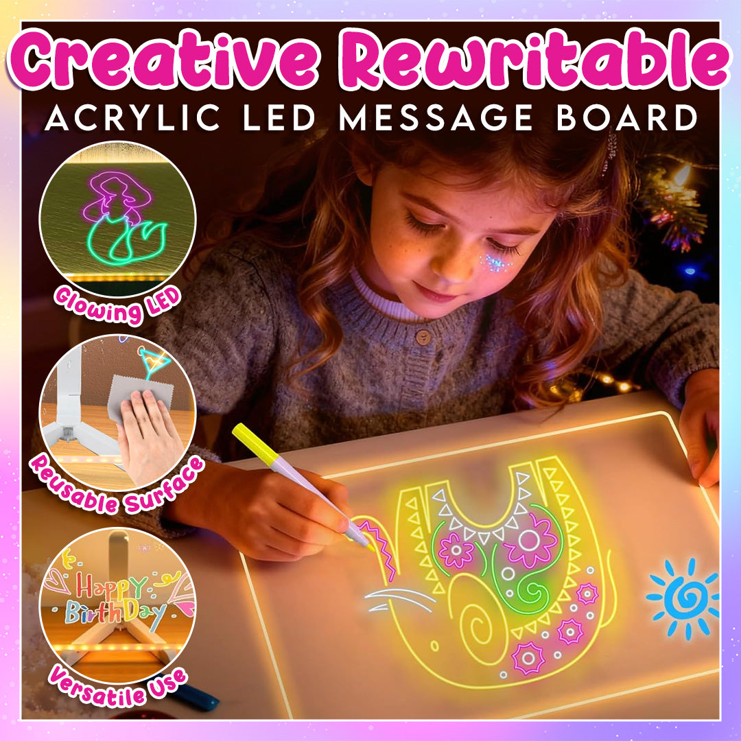 🎁Creative LED Light-Up Rewritable Acrylic Message & Drawing Board (13.8 x 10.3 inches) 🎨
