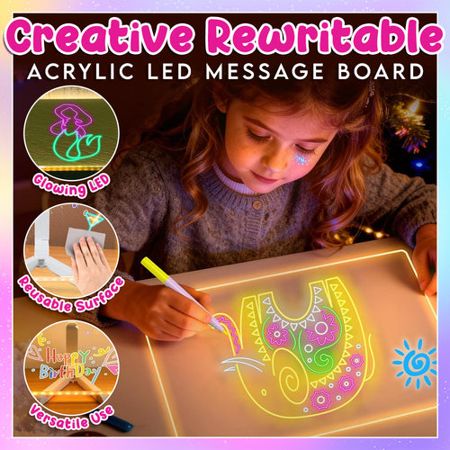 🎁Creative LED Light-Up Rewritable Acrylic Message & Drawing Board (13.8 x 10.3 inches) 🎨