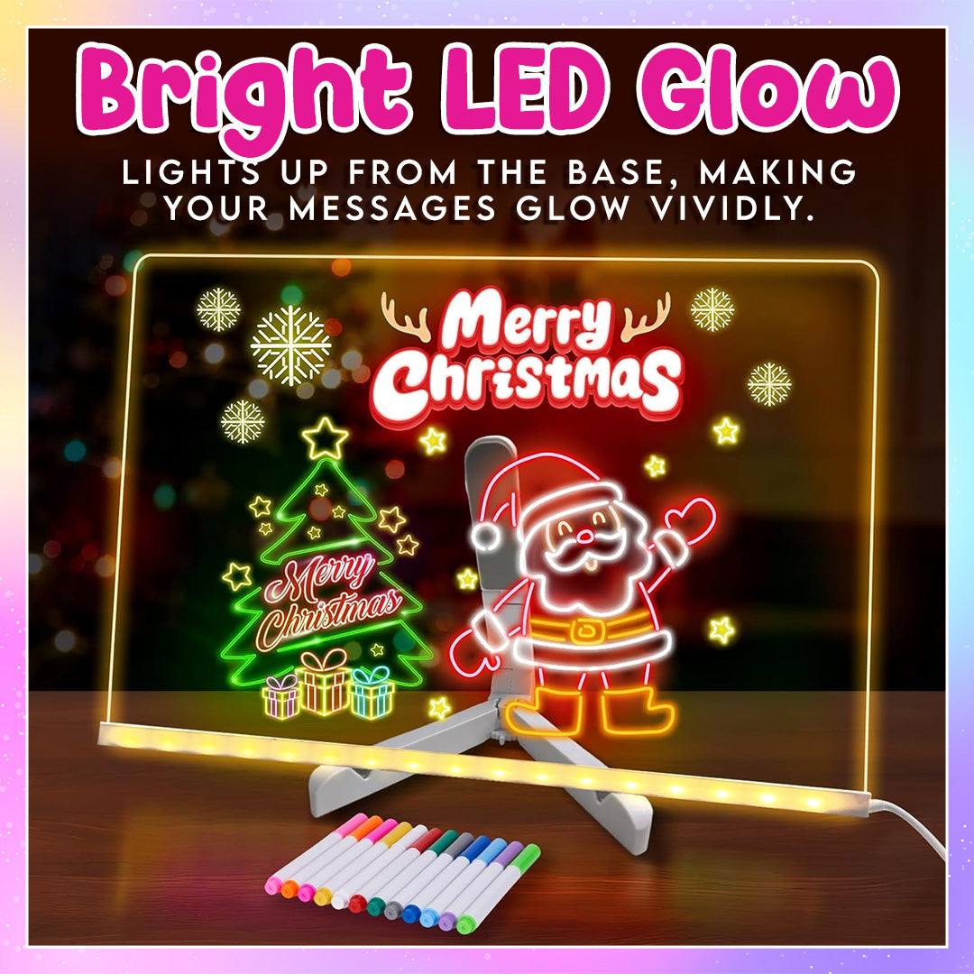 🎁Creative LED Light-Up Rewritable Acrylic Message & Drawing Board (13.8 x 10.3 inches) 🎨