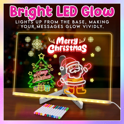 🎁Creative LED Light-Up Rewritable Acrylic Message & Drawing Board (13.8 x 10.3 inches) 🎨