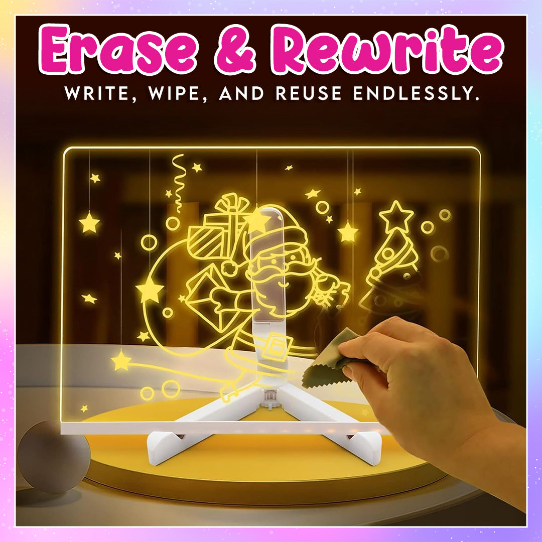 🎁Creative LED Light-Up Rewritable Acrylic Message & Drawing Board (13.8 x 10.3 inches) 🎨